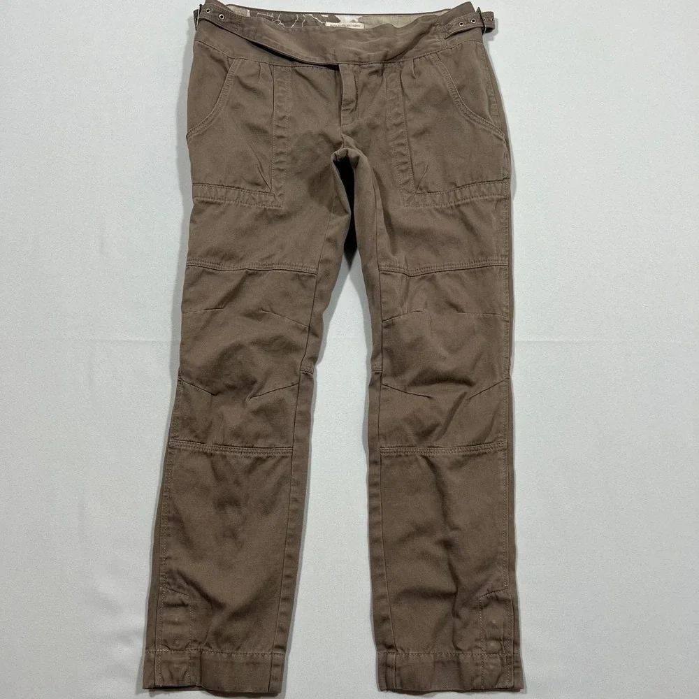 Banana Republic Heritage Utility Pants Italian Linen Blend Buckle Taupe Womens 2